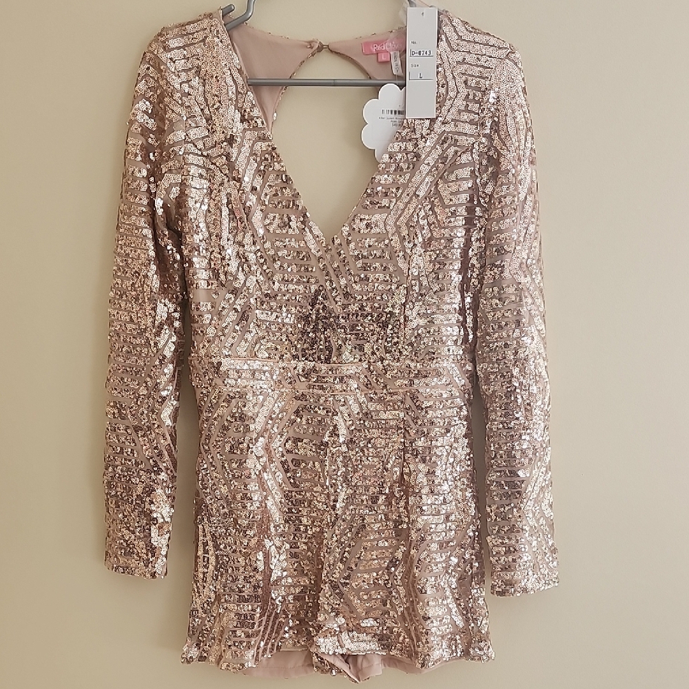 Sequin Long Sleeve Romper